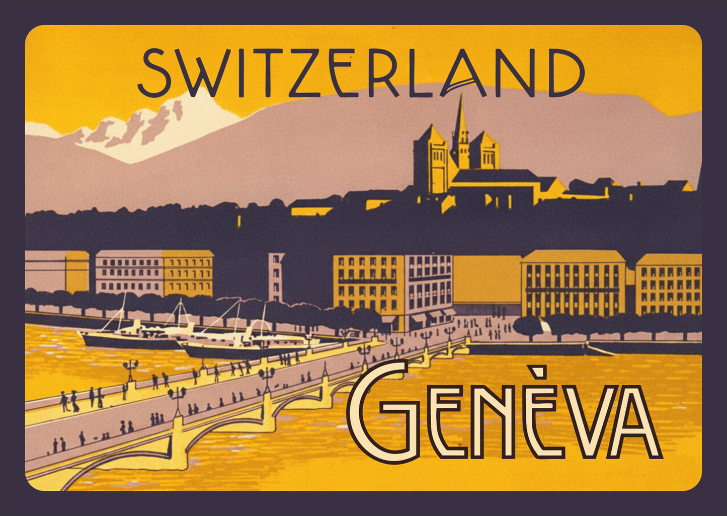 Geneva – Postcard with Peel-Off Luggage Sticker