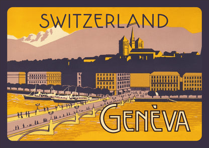 Geneva – Postcard with Peel-Off Luggage Sticker