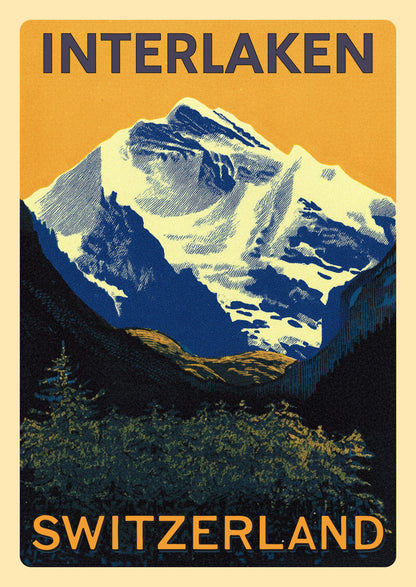 Interlaken in Autumn – Postcard with Peel-Off Luggage Sticker