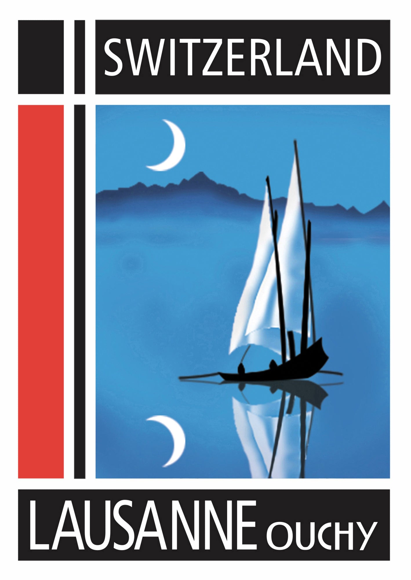 Lausanne – Postcard with Peel-Off Luggage Sticker