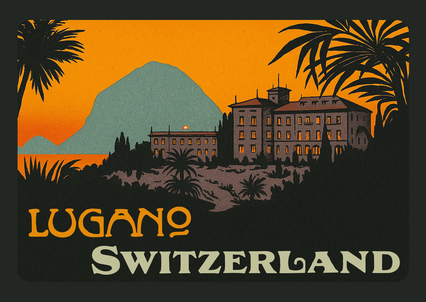 Lugano – Postcard with Peel-Off Luggage Sticker