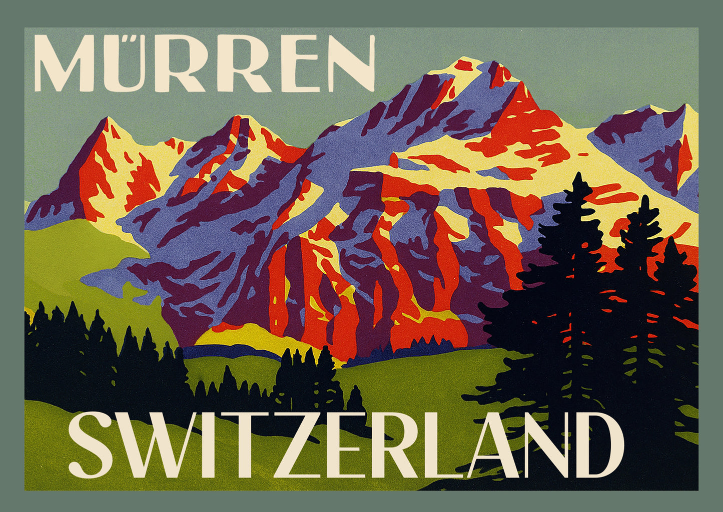 Mürren – Postcard with Peel-Off Luggage Sticker