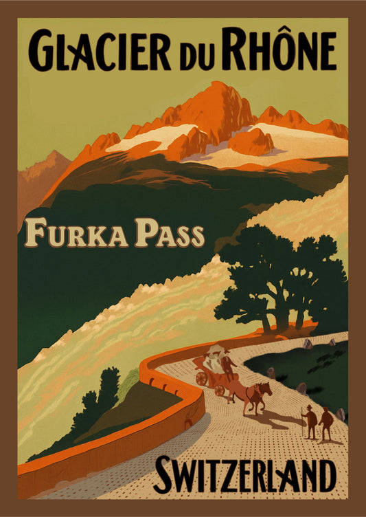 Furka Pass – Postcard with Peel-Off Luggage Sticker