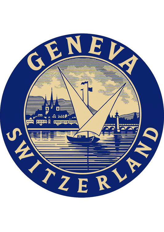 Geneva – Postcard with Peel-Off Luggage Sticker