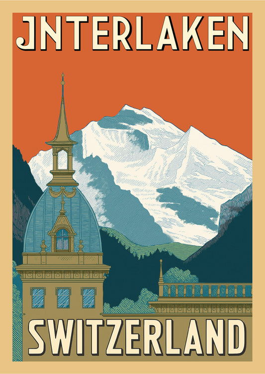 Victoria-Jungfrau Grand Hotel – Postcard with Peel-Off Luggage Sticker