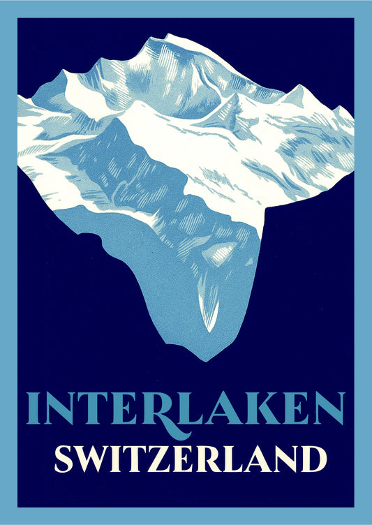 Interlaken in Winter – Postcard with Peel-Off Luggage Sticker