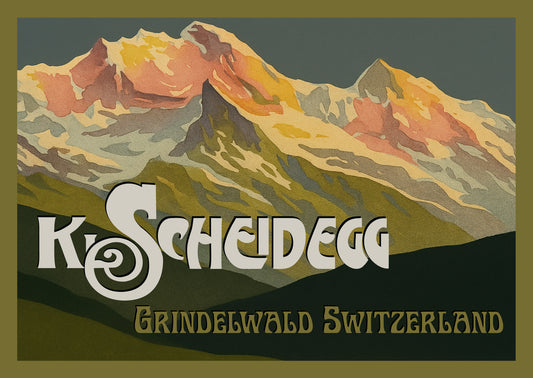 Kleine Scheidegg – Postcard with Peel-Off Luggage Sticker