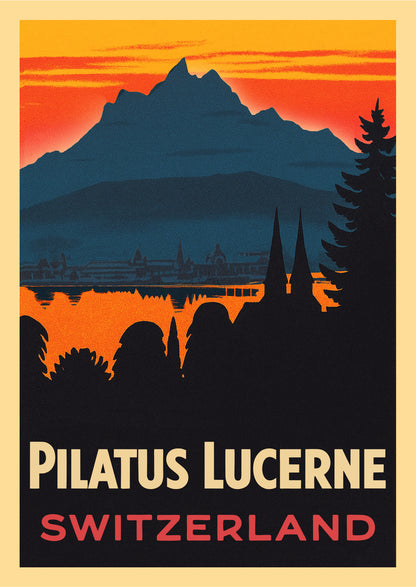 Mount Pilatus – Postcard with Peel-Off Luggage Sticker