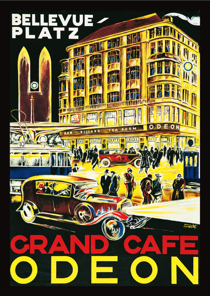 Odeon Grand Caffè Bellevue – Postcard with Peel-Off Luggage Sticker