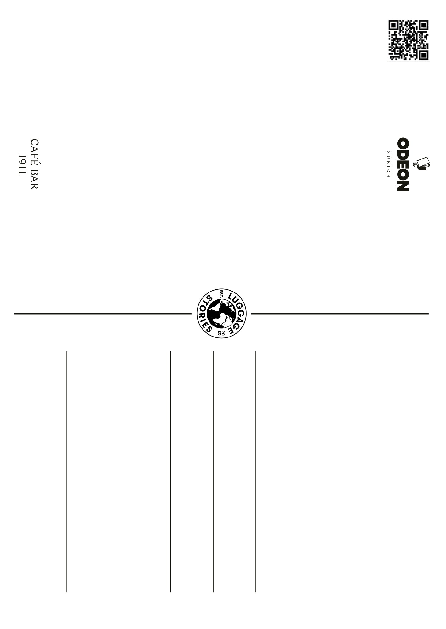 Odeon Grand Caffè Zurich – Postcard with Peel-Off Luggage Sticker